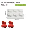 6-cavity double cherry fruit mousse silicone cake mold - Double Cherry Shape (MCM-108) / White