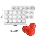 White 15-cavity apple shaped silicone mousse dessert mold with detailed dimensions - Apple Shape (MCM-294) / White