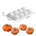 8-cavity persimmon fruit simulation mousse cake silicone mold with dimensions - Persimmon Shape (MCM-330) / White