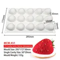 15-cavity strawberry silicone mold for mousse cakes with size specifications - Semi-3D Strawberry (MCM-451) / White