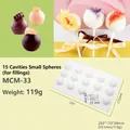 Professional 15-cavity sphere silicone mold for mousse cakes and chocolate desserts - Small Ball Shape (MCM-33) / White