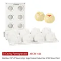Professional 8-cavity pomegranate shaped silicone mold for fruit mousse cake desserts - Pomegranate Shape (MCM-421) / White