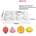 Fruit shaped silicone mousse cake mold for DIY baking with dimensions and weight - Mixed Fruit Slices (MCM-473) / White