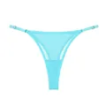 Tanga de malla transpirable azul claro con correas laterales ajustables para mujer - S / Azul