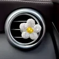 Clip per profumo da auto a forma di margherita con strass scintillanti, decoro - Argento