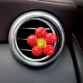 Sparkling red and yellow rhinestone daisy flower car air vent aromatherapy clip ornament - Red