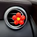 Sparkling red rhinestone daisy flower car air vent aromatherapy clip interior decoration - Orange