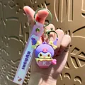 Cute purple Kuromi character keychain featuring matching wrist strap and cup design - Sanrio Snack Family-Kuromi