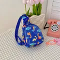 Blue children's chest bag with cartoon dinosaur pattern for boys and girls - Blue Dinosaur