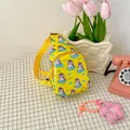 Yellow children's chest bag featuring cartoon unicorn pattern and pink flower charm - Yellow Pony