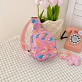 Cute pink kids chest bag with colorful cartoon dinosaur prints for boys and girls - Pink Dinosaur