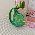 Green kids chest bag featuring colorful cartoon dinosaur prints and an adjustable strap - Green Dinosaur