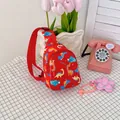 Cute red cartoon dinosaur chest bag for toddlers with adjustable strap. - Red Dinosaur