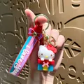 Cute Hello Kitty character figure keychain with colorful I Love You silicone strap - Sanrio - Hello Kitty Gift Box (red)