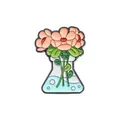 Pin's émaillé mignon fleurs dans fiole, décoration parfaite pour sac et sac à dos. - Style Fiole Erlenmeyer À Fleurs Roses (QHXZ1504)