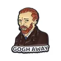 Épinglette en émail Vincent van Gogh avec jeu de mots 'GOGH AWAY', badge pour sacs - Style de Portrait en Costume (XZ9926)