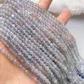 Natural faceted grey moonstone labradorite round beads with blue flash for jewelry - 2mm/Strand / Gray Moonstone Color