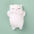 Adorable white cat mochi squishy toy for stress relief shown on a mint green background - Small White Cat