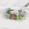 Mori style bridal flower crown with blue and pink simulation flowers for photography - Purple Phalaenopsis Orchid Garland (QH15)