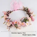 Handmade forest style bridal flower garland with pink artificial flowers for photography - Bean Paste Pink Small Ball Flower Daisy Foam Branch Garland (QH-66)
