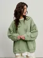 Oversized green crewneck sweatshirt in a solid color designed for a casual street style - S / Grey Green