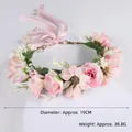 Handmade forest style bridal flower crown with pink artificial flowers and ribbons - Light Pink Flower Bud Plastic Branch Garland (QH09)