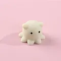 Cute cream white octopus animal mochi squishy stress relief toy on pink background - Green Octopus