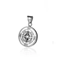 Vintage stainless steel compass pendant necklace for men featuring engraved directions - Pendant Only (Without Chain) (D37-08/1) / Steel