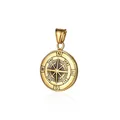 Vintage stainless steel Viking compass pendant necklace with gold finish for men - Pendant Only (Without Chain) (D37-08/2) / Gold