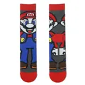 Detailed macro view of gray mid-calf cotton socks with Super Mario character design - US 3 / One Size