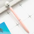 Elegante bolígrafo de metal rosa con una gran perla blanca decorativa arriba - Punta de bala 1,0 mm / Rosa
