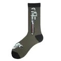 Olive green funny crew socks with pixelated pipe wrench and joint design for men - One Size / Pipe Wrench & Tube Style