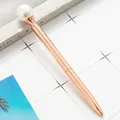 Elegant rose gold metal ballpoint pen with a decorative white pearl top for gift - Bullet Tip 1.0mm / Rose Gold