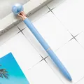 Elegant light blue metal ballpoint pen with a decorative pearl top and rose gold trim. - Bullet Tip 1.0mm / Light Blue