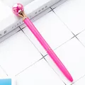 Metallic pink ballpoint pen with pearl-top design for student stationery gift - Bullet Tip 1.0mm / Rose Red