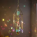 Acchiappasole geometrico in cristallo con ametista e ciondolo a luna per la decorazione. - Verde