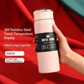 Dettaglio di borraccia termica rosa da 500ml in acciaio con display temperatura - 500ml / Rosa Smart (Coperchio LED)