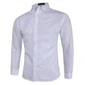 Men's slim-fit white long-sleeved shirt for business and casual wear, elegant style - S / White