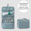 Blue oxford hanging toiletry bag with hook and multiple storage compartments - Blue (makeup Bag)