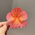 Elegant gradient pink plumeria flower hair claw clip for stylish summer bun hairstyles. - 8cm Large Size / Watermelon red