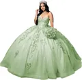 Elegante vestido de gala verde salvia con encaje floral y falda de tul voluminosa - XS / Verde claro