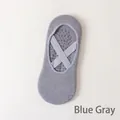 Anti-slip yoga Pilates sports floor sock with straps in blue-grey color finish - Solid Blue-grey