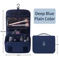 Dark blue hanging travel toiletry bag with large capacity and waterproof fabric design - Navy Blue