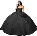 Robe de bal noire élégante avec broderies de dentelle florale et jupe en tulle fine. - XS / Noir