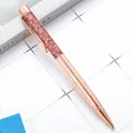 Bolígrafo de metal oro rosa con decoración de arenas movedizas con purpurina rosa - Punta de Bala de 1,0 mm / Oro Rosa (Rosa Oscuro)