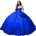 Élégante robe de bal bleue royale sans bretelles avec dentelle et jupe en tulle - XS / Bleu saphir
