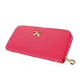 Cartera larga para mujer en cuero PU rosa con lazo dorado y cierre de cremallera. - Rosa Roja