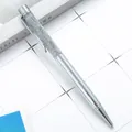 Silver metal ballpoint pen with sparkling silver glitter liquid sand barrel - 1.0mm Bullet Tip / Electroplated Silver
