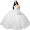 Robe de bal blanche élégante sans bretelles avec broderie et jupe en tulle volumineuse - XS / Blanc