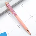 Elegant pink glitter oil-filled metal ballpoint pen with a chic rose gold finish - 1.0mm Bullet Tip / Pink